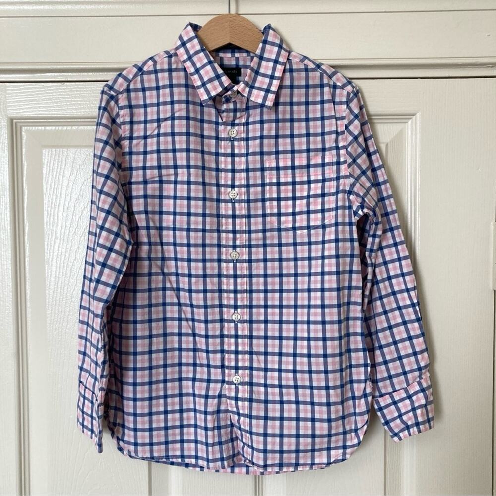 Crewcuts Kids Plaid Button Down Shirt in Blue and Pink Boys Size 8 - Picture 1 of 8
